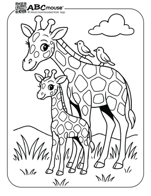 Free printable giraffe coloring page for kids from ABCmouse.com.
