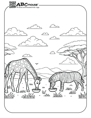Free printable giraffe coloring page for kids from ABCmouse.com.
