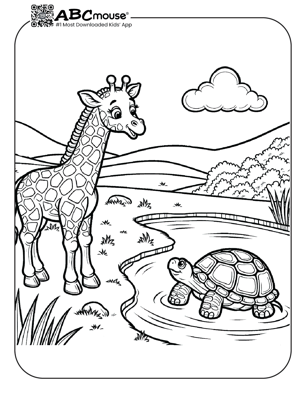 Free printable giraffe coloring page for kids from ABCmouse.com.