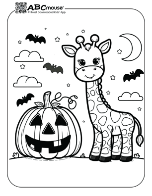 Free printable giraffe coloring page for kids from ABCmouse.com.