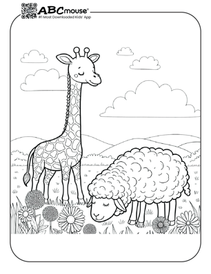 Free printable giraffe coloring page for kids from ABCmouse.com.
