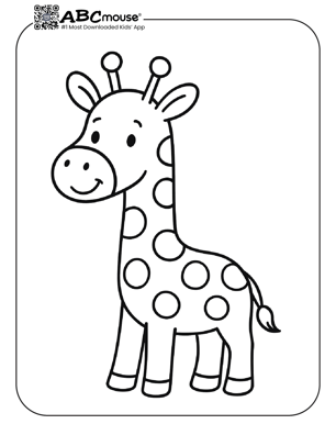 Free printable simple giraffe coloring page for kids from ABCmouse.com.