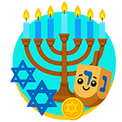 Cute Hanukkah cartoon icon.