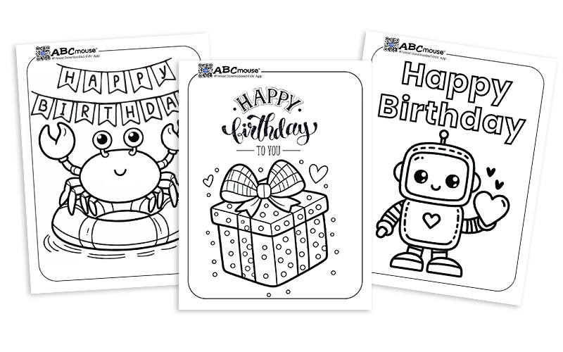 Free printable birthday coloring pages for kids from ABCmouse.com. 