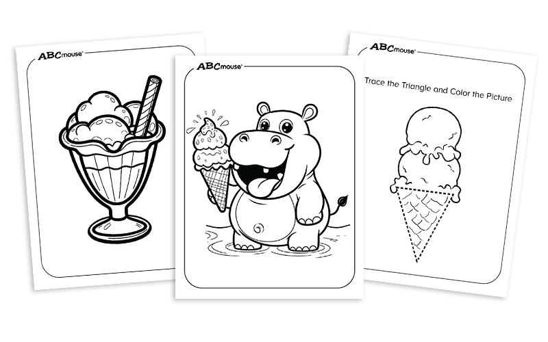 Free printable ice cream coloring pages for kids from ABCmouse.com. 