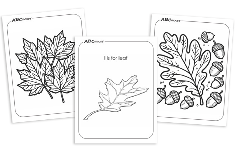 Free printable leaf coloring pages for kids from ABCmouse.com. 