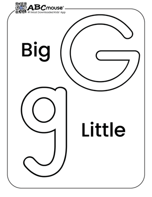 Free printable big G and little letter G coloring page for kids from ABcmouse.com. 