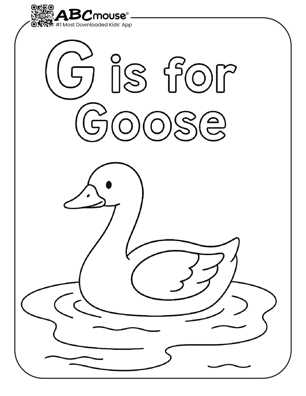 Free printable letter G is for goose coloring page for kids from ABcmouse.com. 