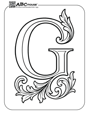 Free printable fancy  letter G coloring page for kids from ABcmouse.com. 