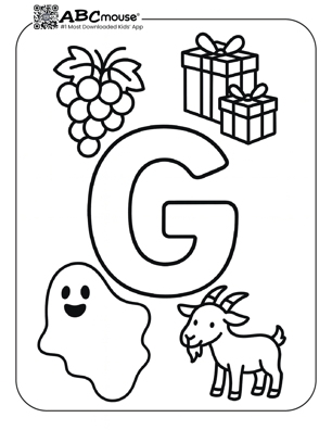 Free printable letter G coloring page for kids from ABcmouse.com. 