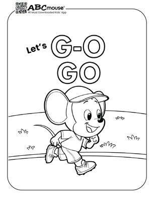 Free printable letter G let's g-o- go coloring page for kids from ABcmouse.com. 
