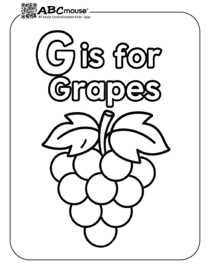Free printable letter G is for grapes coloring page for kids from ABcmouse.com. 