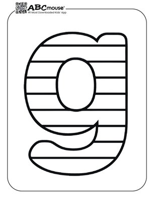Free printable lower case letter G with stripes coloring page for kids from ABcmouse.com. 