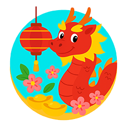 Cute Lunar New Year cartoon icon.