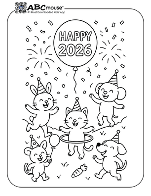 Free printable New Years Eve Coloring Page for Kids from ABCmouse.com.
