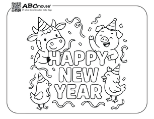 Free printable New Years Eve Coloring Page for Kids from ABCmouse.com.