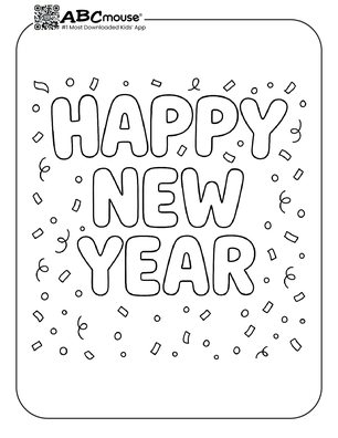 Free printable New Years Eve Coloring Page for Kids from ABCmouse.com.