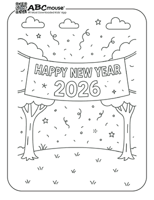 Free printable New Years Eve Coloring Page for Kids from ABCmouse.com.