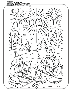 Free printable New Years Eve Coloring Page for Kids from ABCmouse.com.