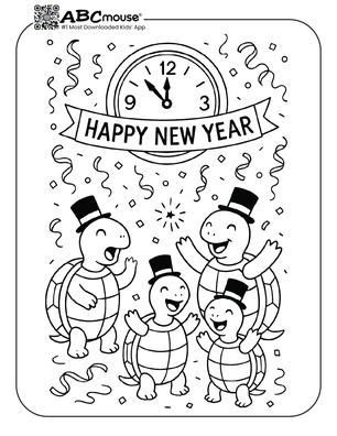 Free printable New Years Eve Coloring Page for Kids from ABCmouse.com.