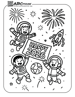 Free printable New Years Eve Coloring Page for Kids from ABCmouse.com.