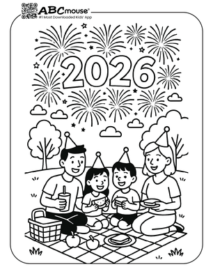 Free printable New Years Eve Coloring Page for Kids from ABCmouse.com.