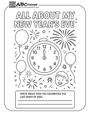 Free printable New Years Eve Coloring Page for Kids from ABCmouse.com.