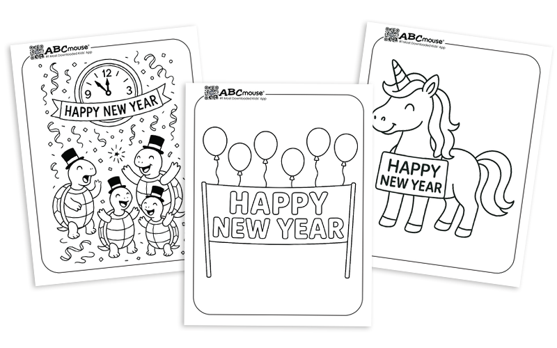 Free printable New Years Day coloring pages for kids from ABCmouse.com. 