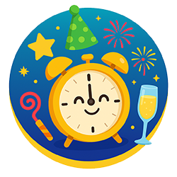 Cute New Years cartoon icon.