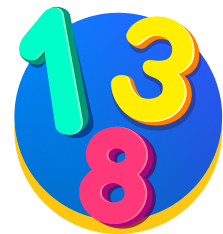 Cute 1,3, 8 cartoon icon.