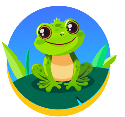 Cute green frog cartoon icon.