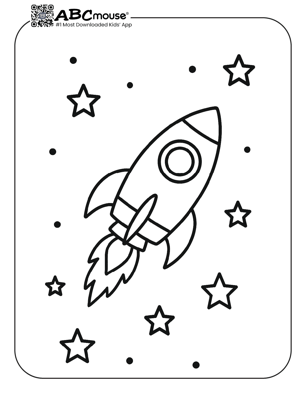 Free printable rocket coloring page for kids from ABCmouse.com. 