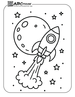 Free printable rocket coloring page for kids from ABCmouse.com. 
