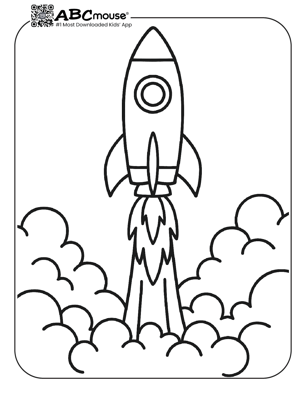 Free printable rocket coloring page for kids from ABCmouse.com. 