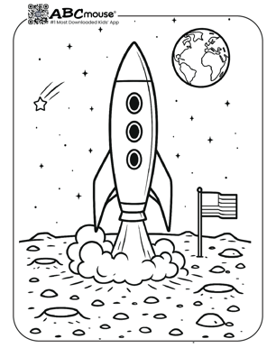 Free printable rocket coloring page for kids from ABCmouse.com. 