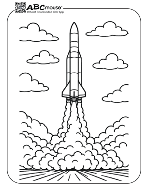 Free printable rocket coloring page for kids from ABCmouse.com. 
