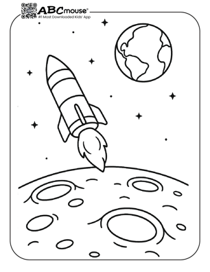 Free printable rocket coloring page for kids from ABCmouse.com. 