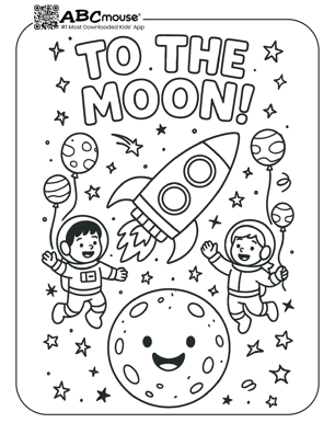 Free printable rocket coloring page for kids from ABCmouse.com. 