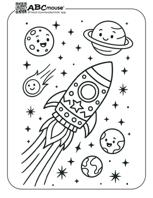 Free printable rocket coloring page for kids from ABCmouse.com. 