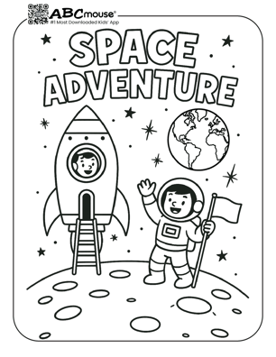 Free printable rocket coloring page for kids from ABCmouse.com. 