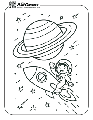 Free printable rocket coloring page for kids from ABCmouse.com. 