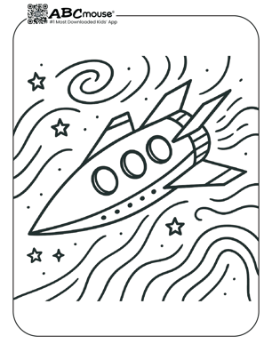 Free printable rocket coloring page for kids from ABCmouse.com. 