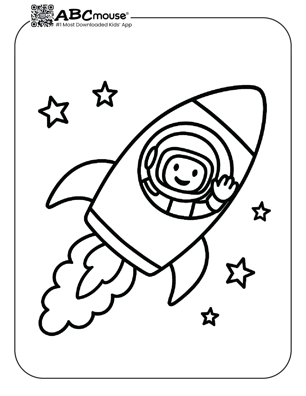 Free printable rocket coloring page for kids from ABCmouse.com. 