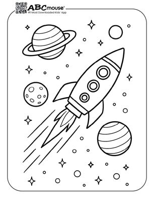 Free printable rocket coloring page for kids from ABCmouse.com. 