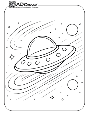 Free printable spaceship coloring page for kids from ABCmouse.com. 
