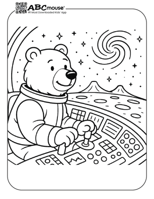 Free printable spaceship coloring page for kids from ABCmouse.com. 