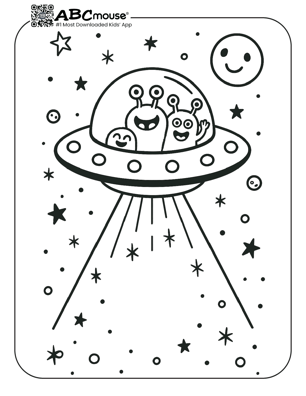 Free printable spaceship coloring page for kids from ABCmouse.com. 
