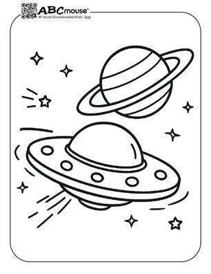 Free printable spaceship coloring page for kids from ABCmouse.com. 