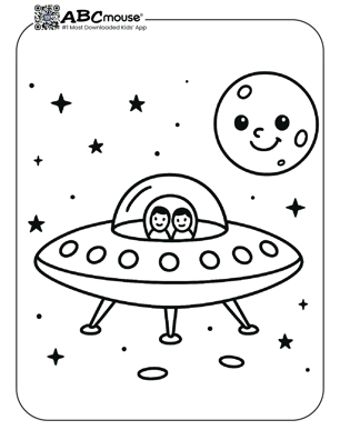 Free printable spaceship coloring page for kids from ABCmouse.com. 