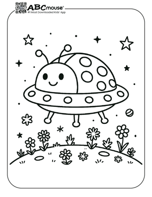Free printable spaceship coloring page for kids from ABCmouse.com. 
